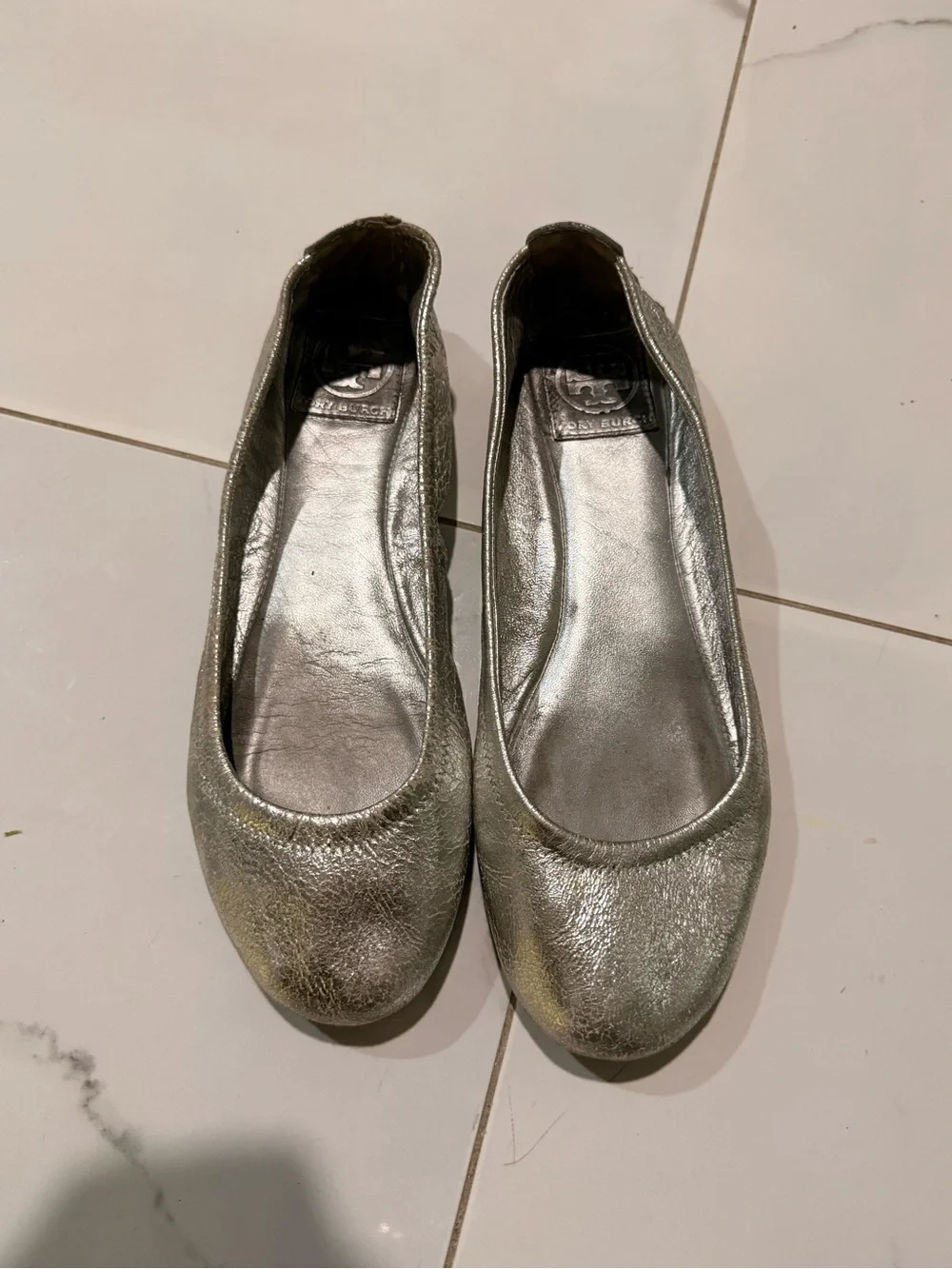 Tory Burch Silver Ballet Flats - Unbranded Metallic Slip-On Women's Shoes Size 8